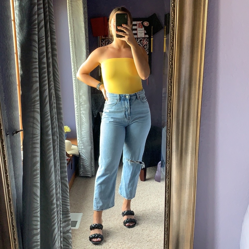 Urban Outfitters Ribbed Strapless Bodysuit